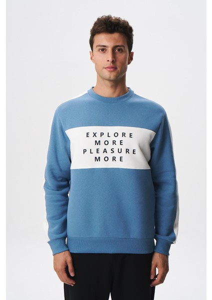 Erkek Regular Fit Yazılı Şardonlu 3 İplik Bisiklet Yaka Sweatshirt K28124602601