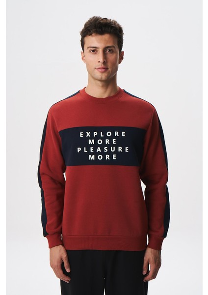 Erkek Regular Fit Yazılı Şardonlu 3 İplik Bisiklet Yaka Sweatshirt K28124602601