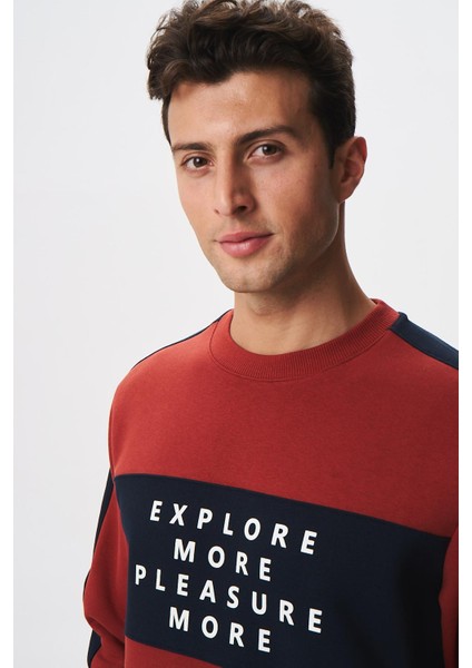 Erkek Regular Fit Yazılı Şardonlu 3 İplik Bisiklet Yaka Sweatshirt K28124602601 fiyatları