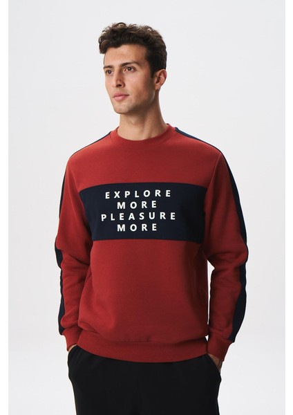 Erkek Regular Fit Yazılı Şardonlu 3 İplik Bisiklet Yaka Sweatshirt K28124602601 modelleri