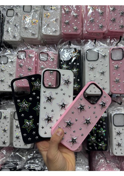 Yuax Apple iPhone 13 Uyumlu Kılıf Kabartmalı Parlak Yıldız Figürlü Silikon Case Siyah fırsatları