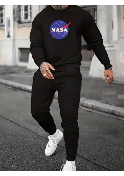 Eşofman Takımı Nasa Baskılı Ünisex Kışlık Sweatshirt ve Eşofman Altı 2 Li Set Combin Takım Pamuklu