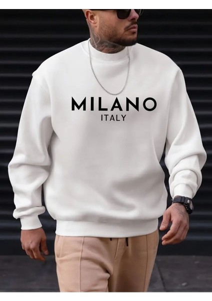 Sweatshirt Milano Baskılı Şardonlu ve Pamuklu Yumuşak Kalın Ürün