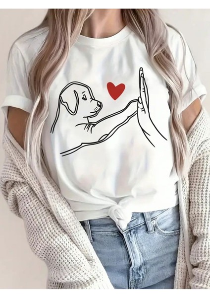 Sevimli Köpek Baskılı Original Pamuklu Ünisex Yazlık T-Shirt