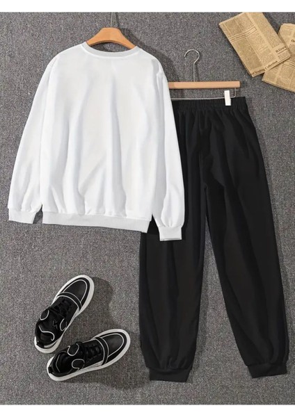 Eşofman Takımı Newyork Baskılı Unisex Kışlık Kalın Pamuklu Sweatshirt ve Eşofman Altı 2' Li Set