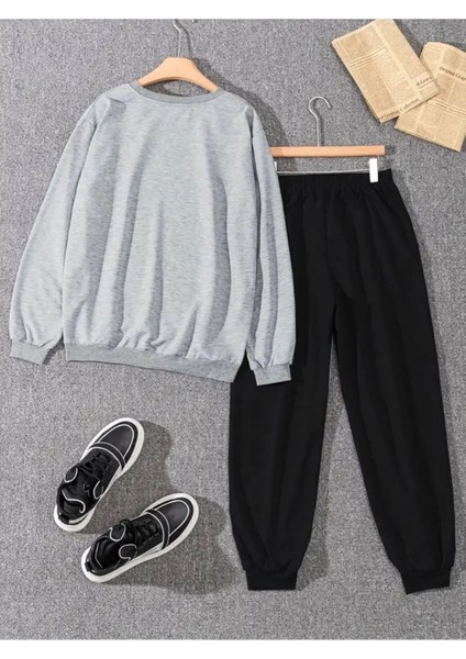 Eşofman Takımı Newyork Baskılı Unisex Kışlık Kalın Pamuklu Sweatshirt ve Eşofman Altı 2' Li Set