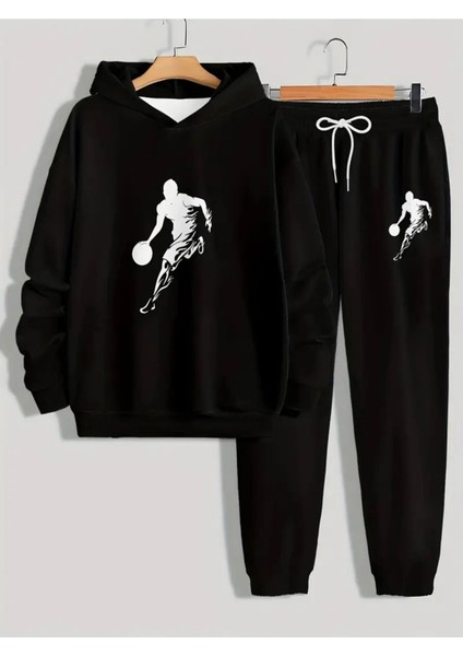 Eşofman Takımı Kapşonlu Basketbolcu Baskılı Şardonlu ve Pamuklu Yumuşak Kalın Ürün 2'li Set Combin fiyatları