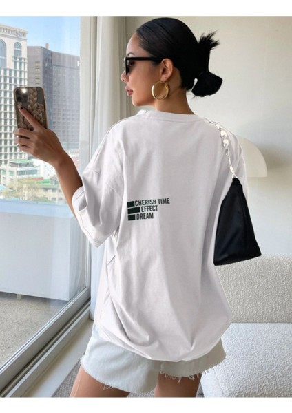 Cherısh Time Effect Sırt ve Ön Baskılı Oversize Tshirt fiyatları