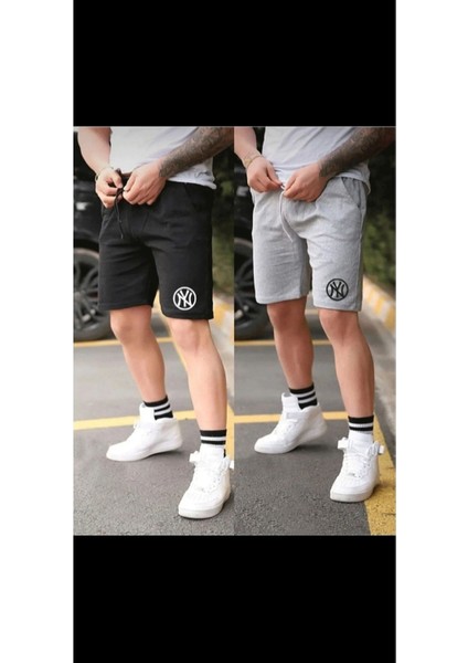 Ny Baskılı Unisex Şort Yazlık 2 Li Set Takım