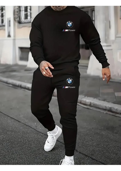 Eşofman Takımı Bmw Baskılı Ünisex Kışlık Kalın Sweatshirt ve Eşofman Altı 2 Li Set Combin Takım
