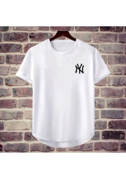 Ny Baskılı Original Ünisex Yazlık T-Shirt Beyaz