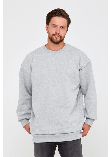 Sweatshirt Unisex Baskısız Bisiklet Yaka Oversize Sweatshirt modelleri