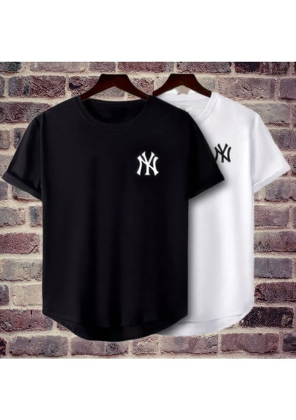 Ny Baskılı Original Ünisex Yazlık T-Shirt 2 Li Set Takım