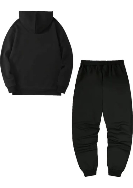 Eşofman Takımı Kapşonlu Kalp Baskılı Şardonlu ve Pamuklu Yumuşak Kalın Ürün 2'li Set Combin indirimleri