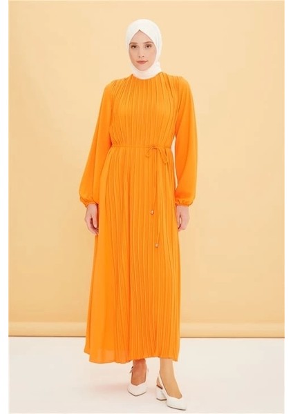 Önü Piliseli Elbise 22Y9435 Oranj