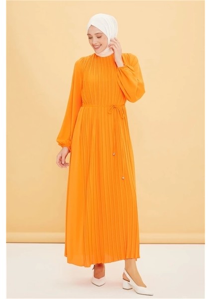 Önü Piliseli Elbise 22Y9435 Oranj