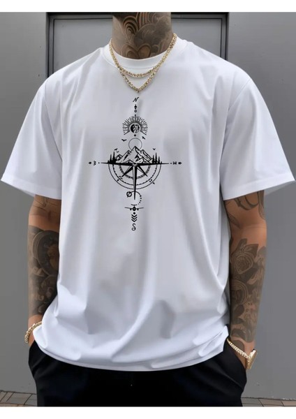 Pusula Baskılı Özel Tasarım Unisex Tshirt