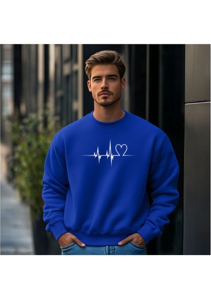 Sweatshirt Kalp Nabız Baskılı Pamuklu Kalın ve Yumuşak Ürün Içi Şardonlu fiyatları