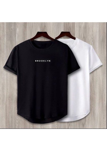 Brooklyn Baskılı Original Ünisex Yazlık T-Shirt 2 Li Set Takım