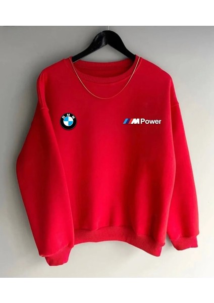 Bmw Baskılı Original Ünisex Kışlık Sweatshirt Kırmızı