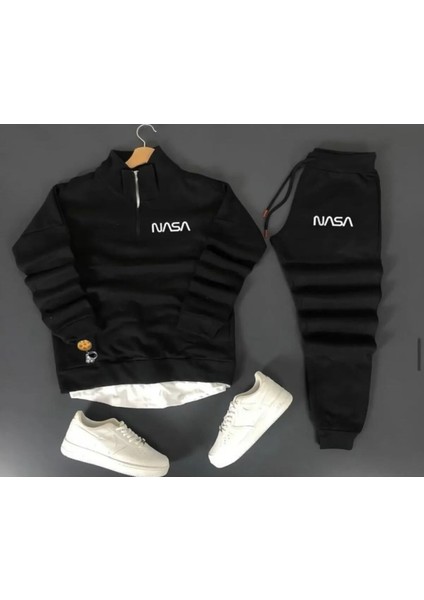 Nasa Baskılı Original Ünisex Kışlık Sweatshirt ve Eşofman Altı 2 Li Set Combin Takım