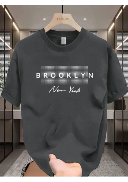 Brooklyn Ny Imza Tasarım Baskılı Özel Unisex Tshirt