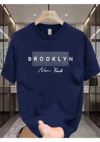 Brooklyn Ny Imza Tasarım Baskılı Özel Unisex Tshirt