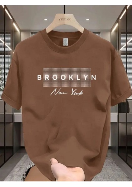 Brooklyn Ny Imza Tasarım Baskılı Özel Unisex Tshirt