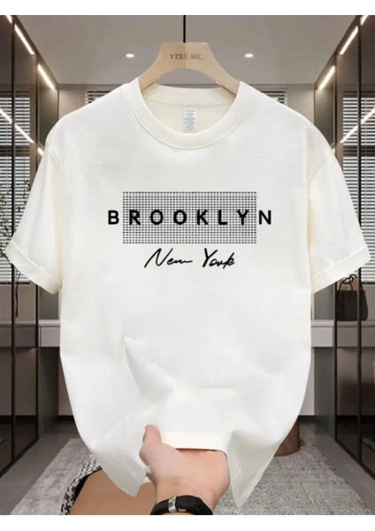 Brooklyn Ny Imza Tasarım Baskılı Özel Unisex Tshirt