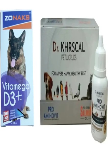 Köpek Vitamin ,Mineral ,Aminoasit Dr Aminovit 50 ml + Köpek D3 Vitamin 100 ml