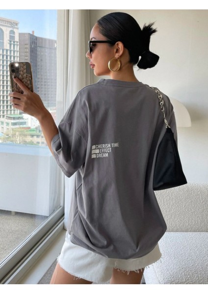 Cherısh Time Effect Sırt ve Ön Baskılı Oversize Tshirt fiyatları