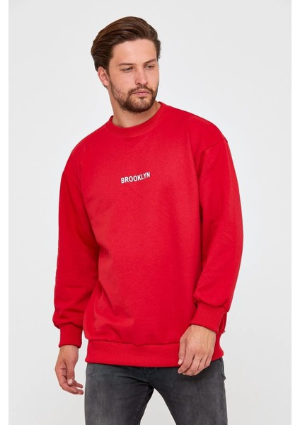 Unisex Brooklyn Baskılı Bisiklet Yaka Oversize Sweatshirt indirimleri