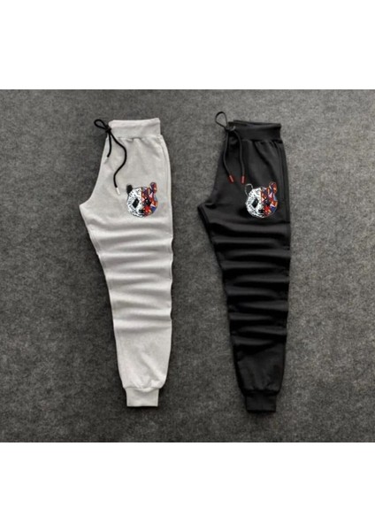 Panda Baskılı Original Unisex Kışlık Eşofman Altı 2 Li Set Combin Takım