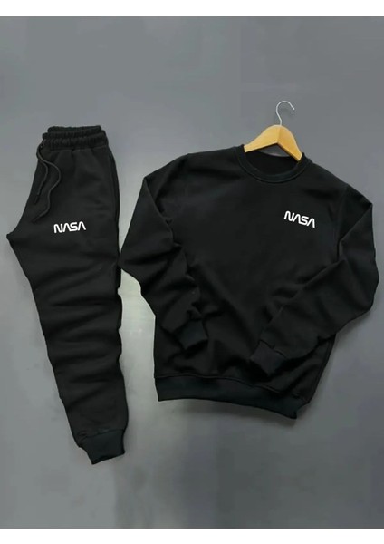 Nasa Baskılı Original Ünisex Kışlık Sweatshirt ve Eşofman Altı 2 Li Set Combin Takım