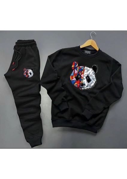 Panda Baskılı Original Ünisex Kışlık Sweatshirt ve Eşofman Altı 2 Li Set Combin Takım