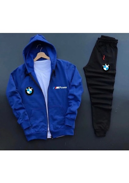 Spor Eşofman Takımı Bmw Mpower Baskılı Fermuarlı Pamuklu Ceket- Eşofman Altı 2 'li Takım Unisex