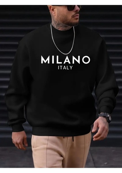 Sweatshirt Milano Baskılı Şardonlu ve Pamuklu Yumuşak Kalın Ürün