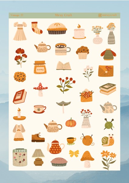 Vintage Temalı 12*17 cm Sticker / Scrapbook, Bullet Journal, Planlayıcı, Ajanda Için fiyatları