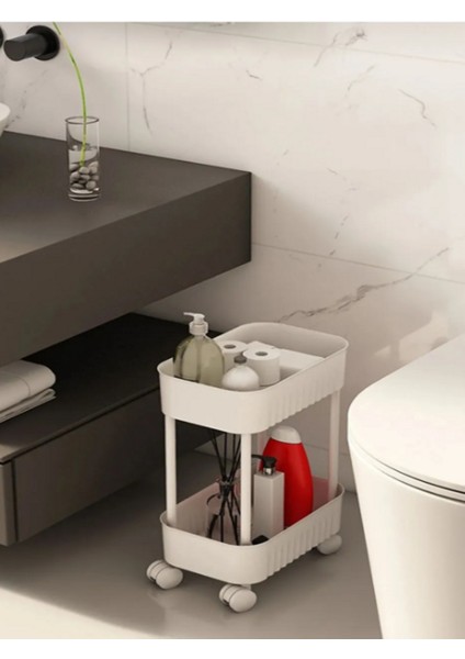 Çok Amaçlı 2 Katlı Evye Altı Düzenleyici Dolap Içi Tegah Altı Tekerlekli Organizer