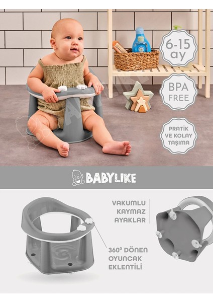 Vakumlu Bebek Banyo ve Mama Oturağı Ergonomik Tasarım 33,5x31,6x25 cm Pembe