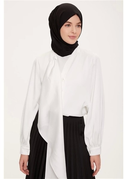 Fular Yakalı Gömlek 22K3117 Ekru