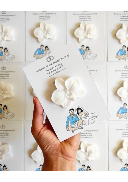 Söz Nişan Nikah Kartlı Orkide Mum 10 adet Beyaz