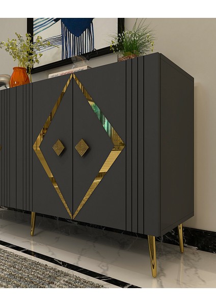 Dominoct (KB150) Lazer Desenli Konsol Antrasit-Altın modelleri