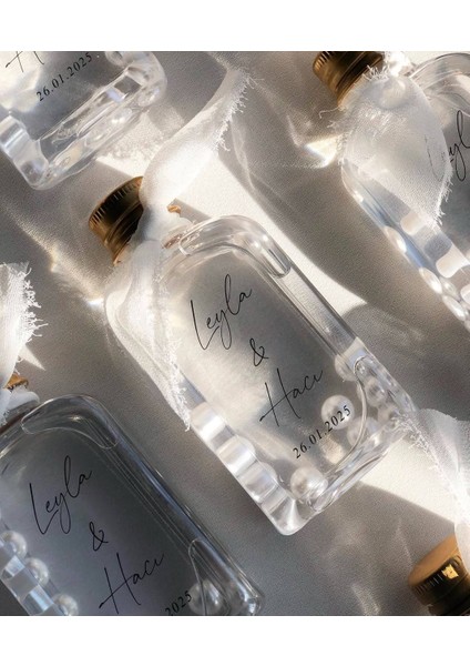Söz Nişan Nikah Şifon Kurdele Süslemeli Kolonya (Plastik Şişe) 10 Adet