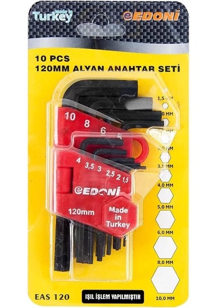 Edoni 120 mm 10 Parça Alyan Seti Siyah