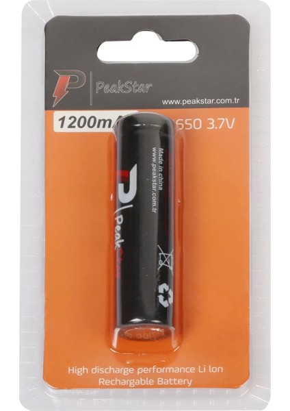 3.7 V 1200 Mah Şarj Edilebilir 18650 Turbo Model Li-Ion Şarjlı Pil