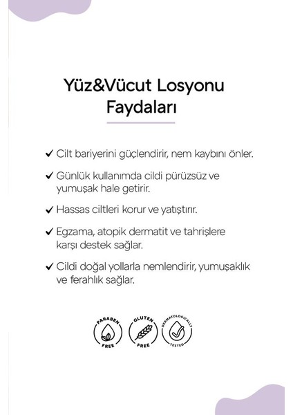 Organik Bebek Losyonu (250ml) - Argan Yağı, Zeytinyağı, Huş, Gül Suyu - Yenidoğan Kullanımına Uygun