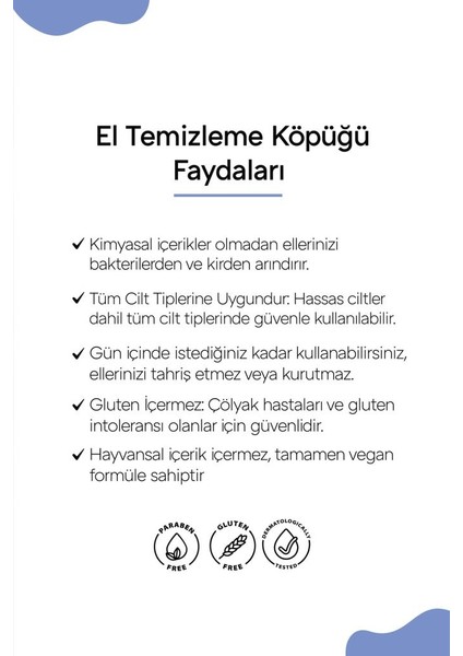 Organik El Temizleme Köpüğü (300ml) - Çocuk & Yetişkin - Yaban Mersini, Aloe Vera, Meyan Kökü