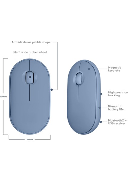 Tüm Macbook Modelleriyle Uyumlu B180 630-012736 Sessiz Optik Kablosuz Mouse Pilli Mavi