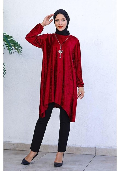 Asimetrik Model Kadife Tunik